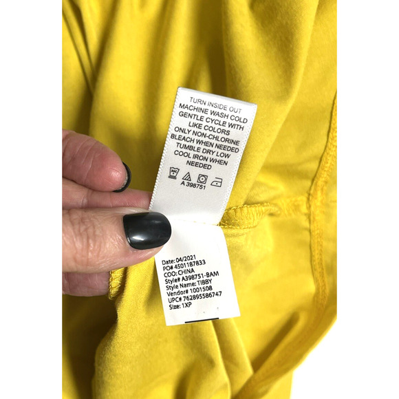 LOGO by Lori Goldstein Maxi Dress Size 1XP Stretch Pockets Sleeveless Yellow New - Picture 9 of 9